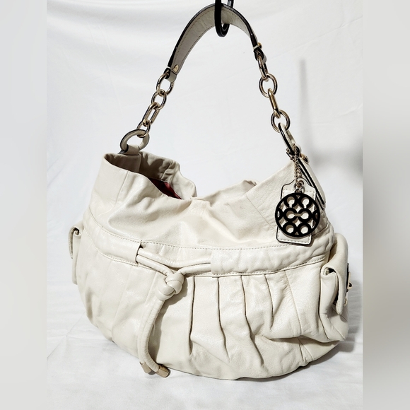 Coach Kristin Lyd Ed Ivory Color Leather Drawstring Hobo Shoulder Bag Handbag - Picture 12 of 12
